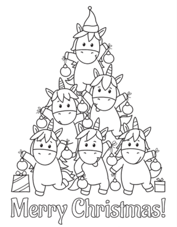 Unicorn Christmas Tree Coloring