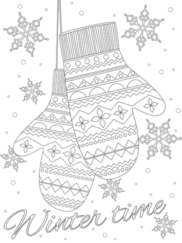 Winter Mittens Coloring Page For