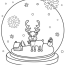 Winter Snow Globe With Reindeer Coloring Page