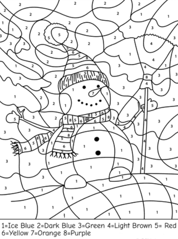 Winter Snowman Color By Numbers