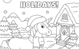 Winter Unicorn Coloring Page For Kids