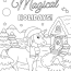 Winter Unicorn Coloring Page For Kids