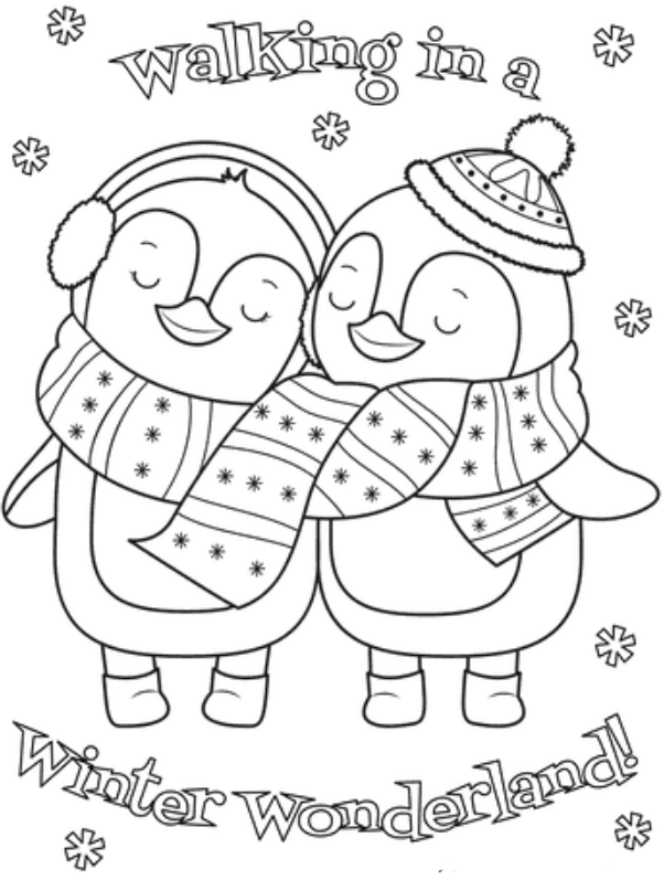 Winter Wonderland Cute Coloring Sheet