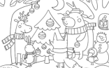 Woodland Christmas Coloring Page