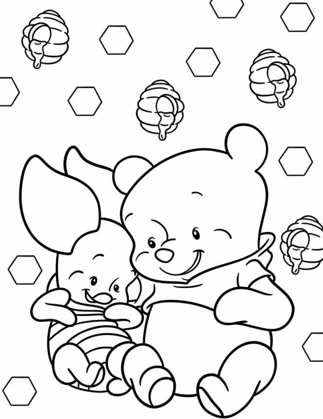 Baby Winnie The Pooh With Piglet Coloring Pages For