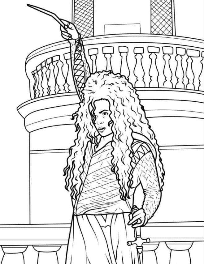 Bellatrix Lestrange Casting Spell Coloring