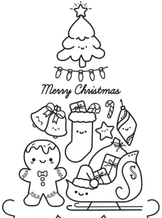 Christmas Y Cactus Coloring Page