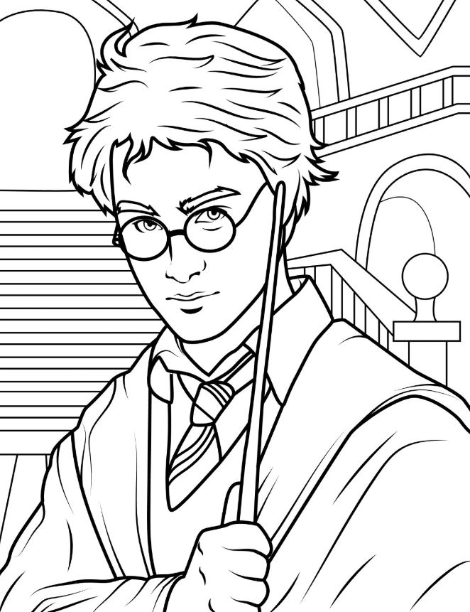 Coloring Sheet Of Harry Potter Close