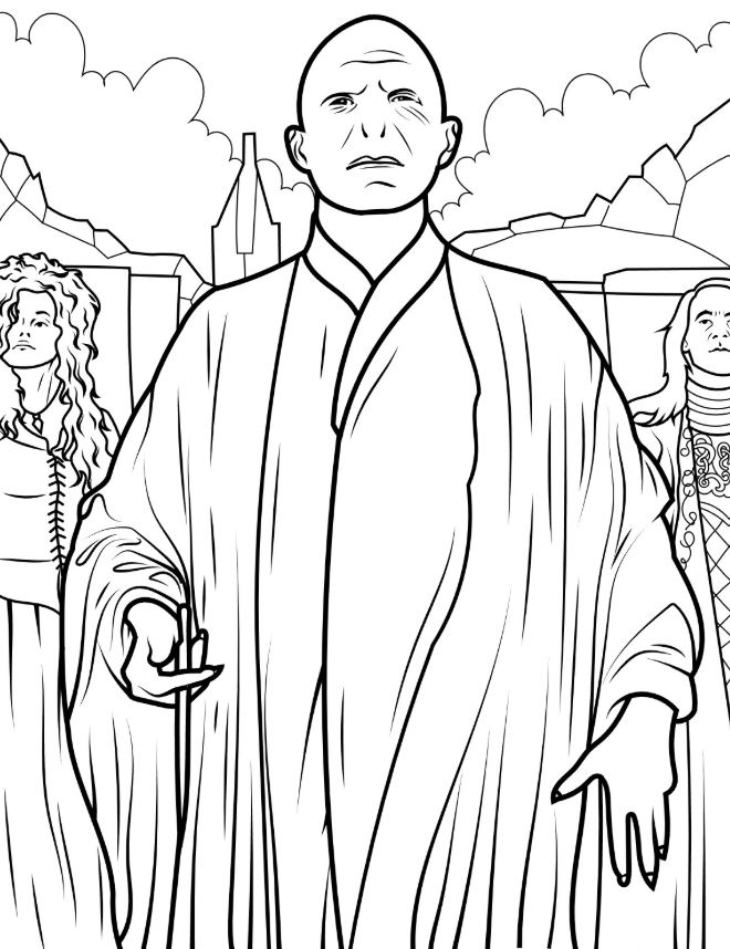 Coloring Sheet Of Voldemort With Bellatrix Lestrange And Lucius