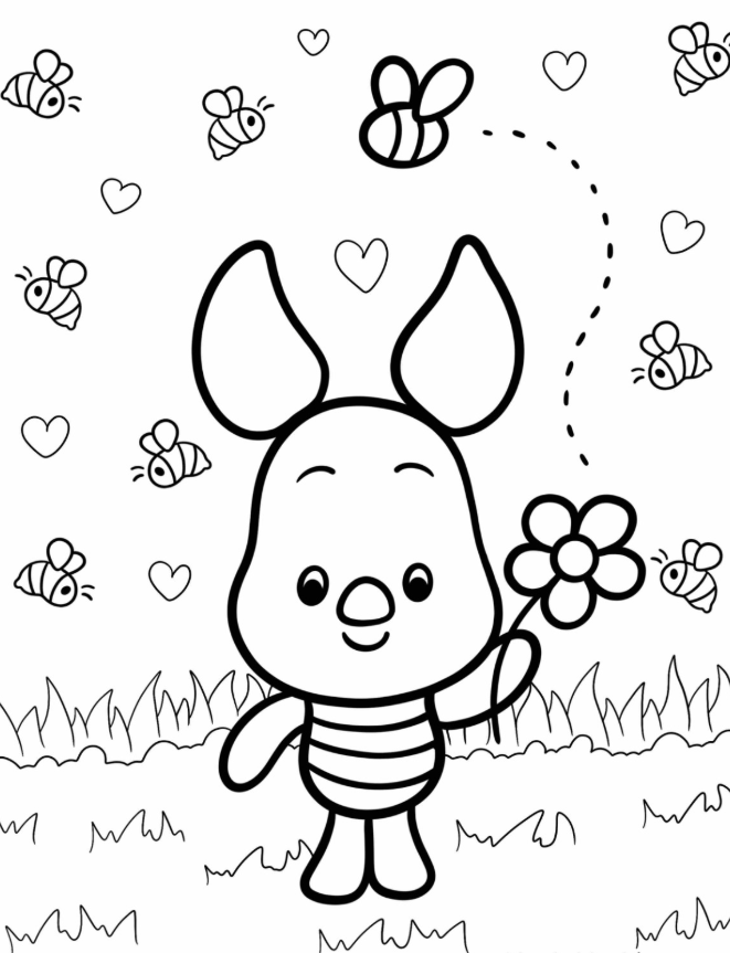 Cute Chibi Piglet Coloring Pages For