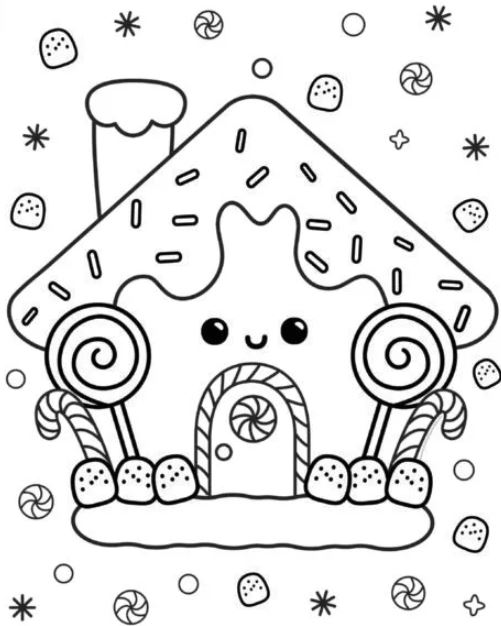 Cute Gingerbread House Coloring