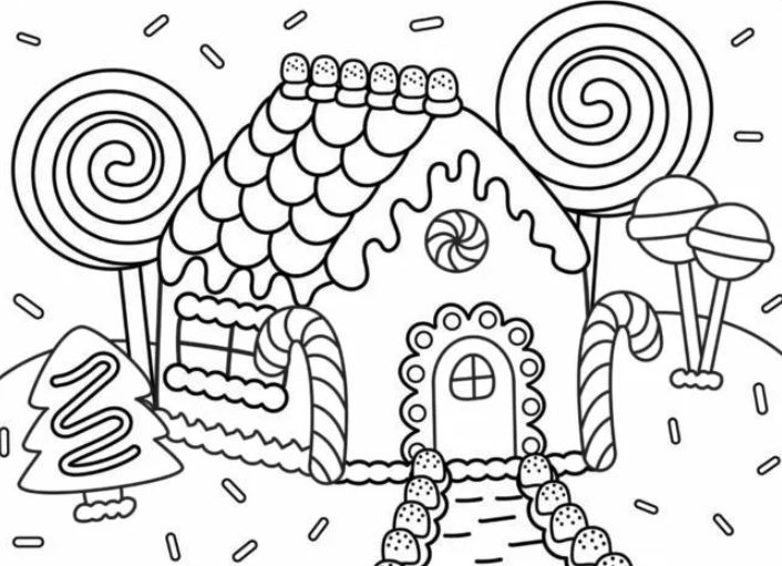 Detailed Gingerbread House Coloring