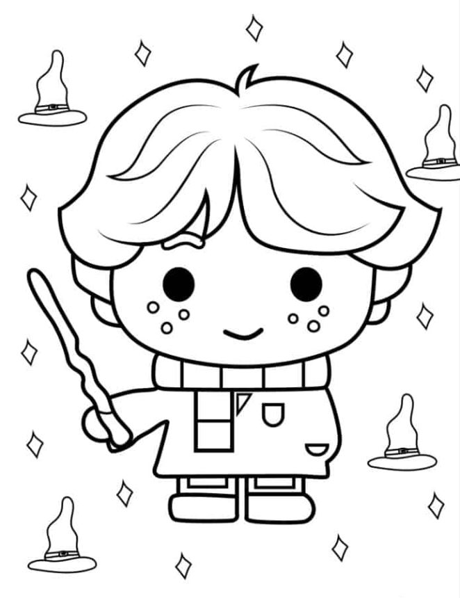 Kawaii Ron Weasley Coloring Page For