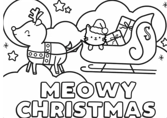 Meowy Christmas Coloring