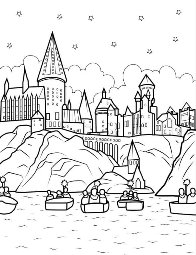 Outline Of Hogwarts Castle And The Great