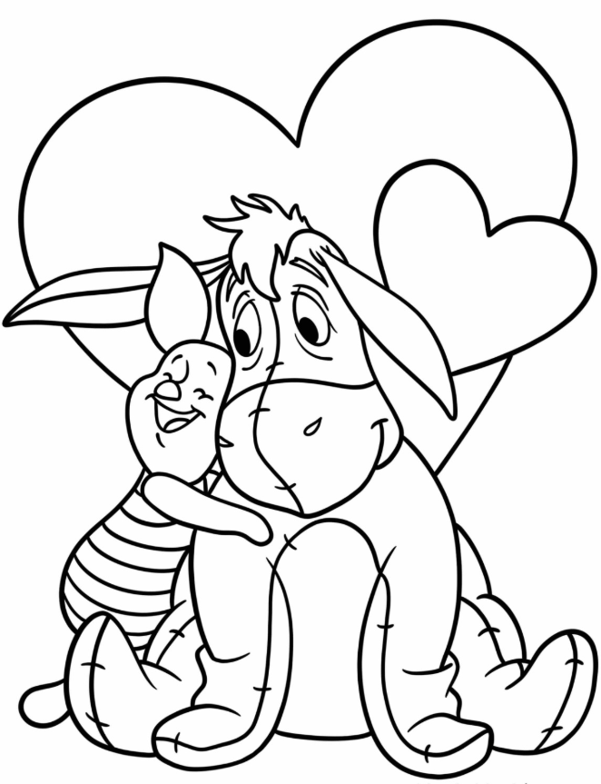 Piglet Hugging Eeyore Coloring