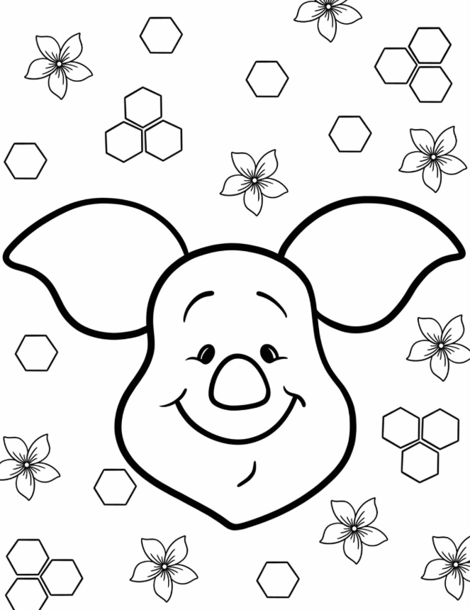 Piglet’s Smiling Face Coloring Page For Kids