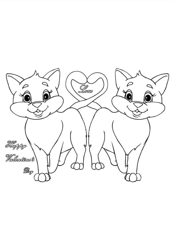 Animal Valentines Day Coloring