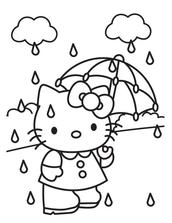 Coloring Page Of Hello Kitty Under The