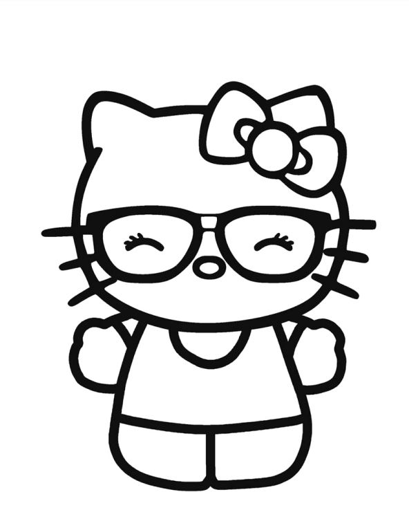 Hello Kitty With Glasses Coloring