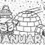 Igloo January Coloring Page