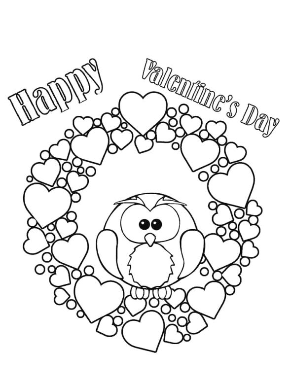 Owl Valentine’s Day Coloring