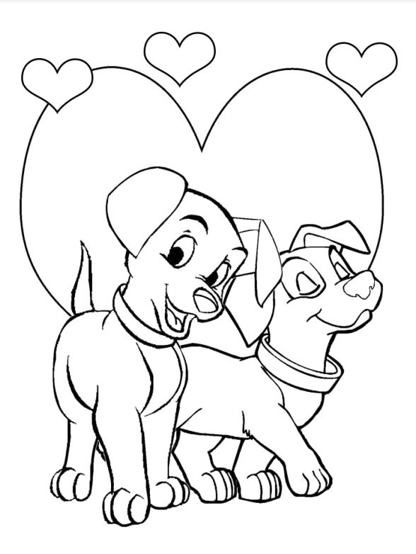 Puppy Valentine Coloring