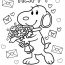 Snoopy With Flower Bouquet Happy Valentine’s Day Coloring Sheet