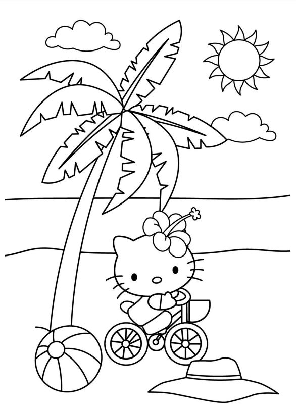 Summer Hello Kitty Coloring